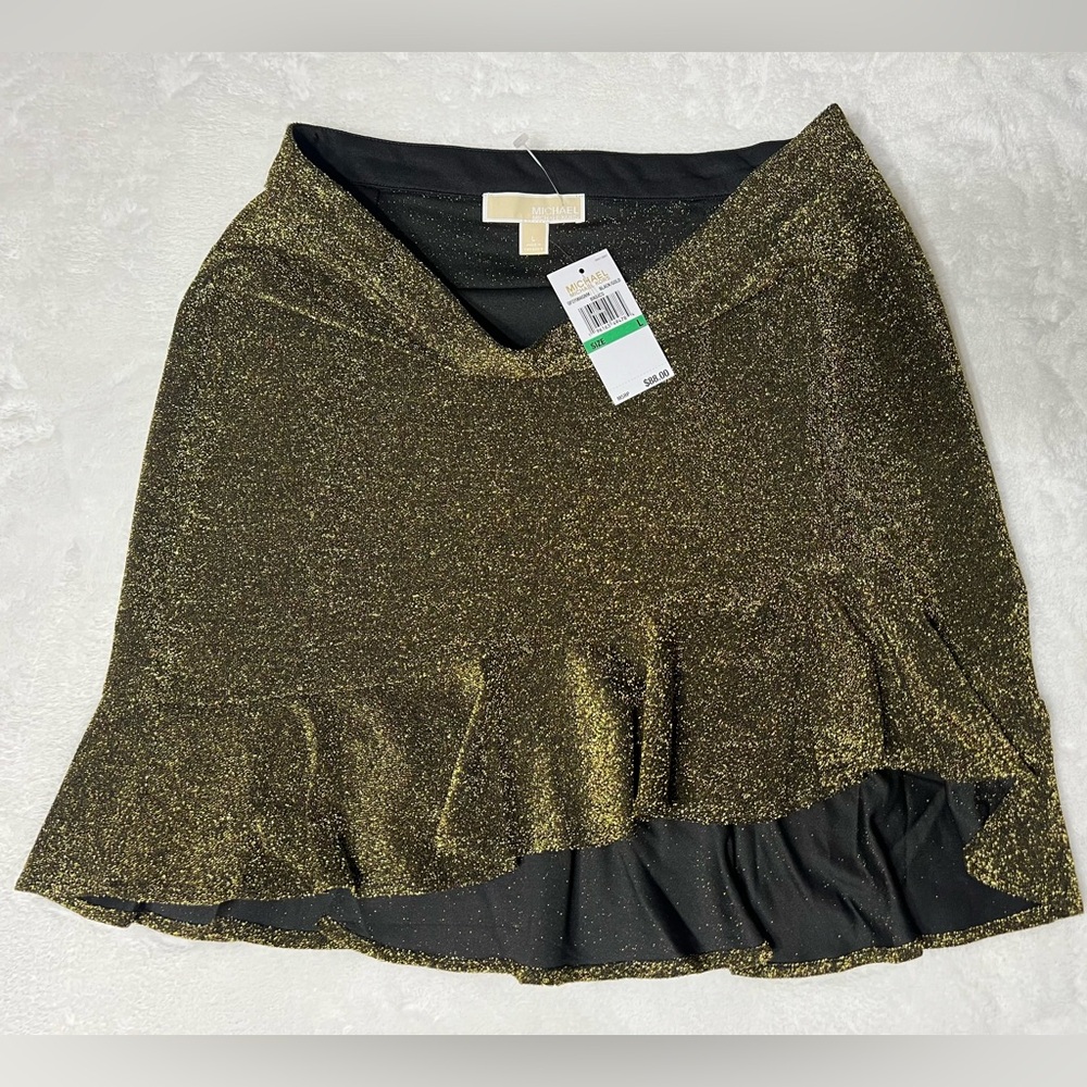 MICHAEL KORS gold party mini skirt, size L